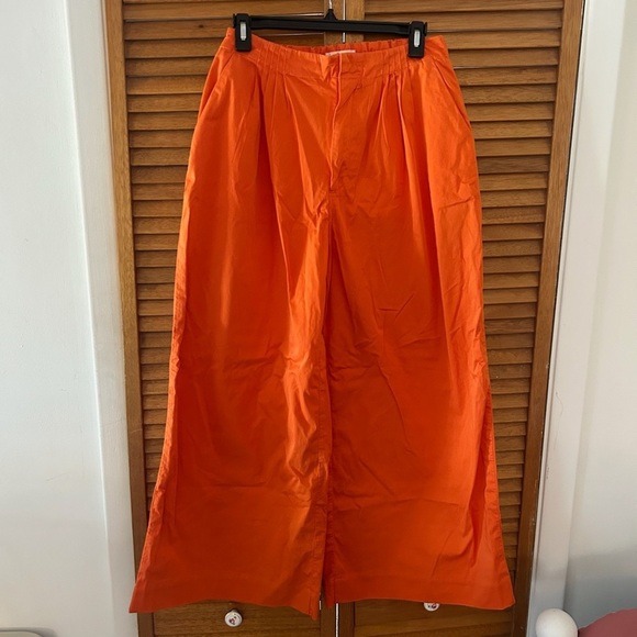 Maeve By Anthropologie Women’s Orange Slouchy Wide Leg Trousers Sz 4 - Picture 2 of 8